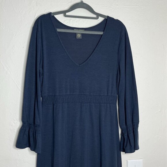 Banana Republic Factory Long Sleeve Navy Dress Elastic Waist Stretch Size Medium - Picture 2 of 8